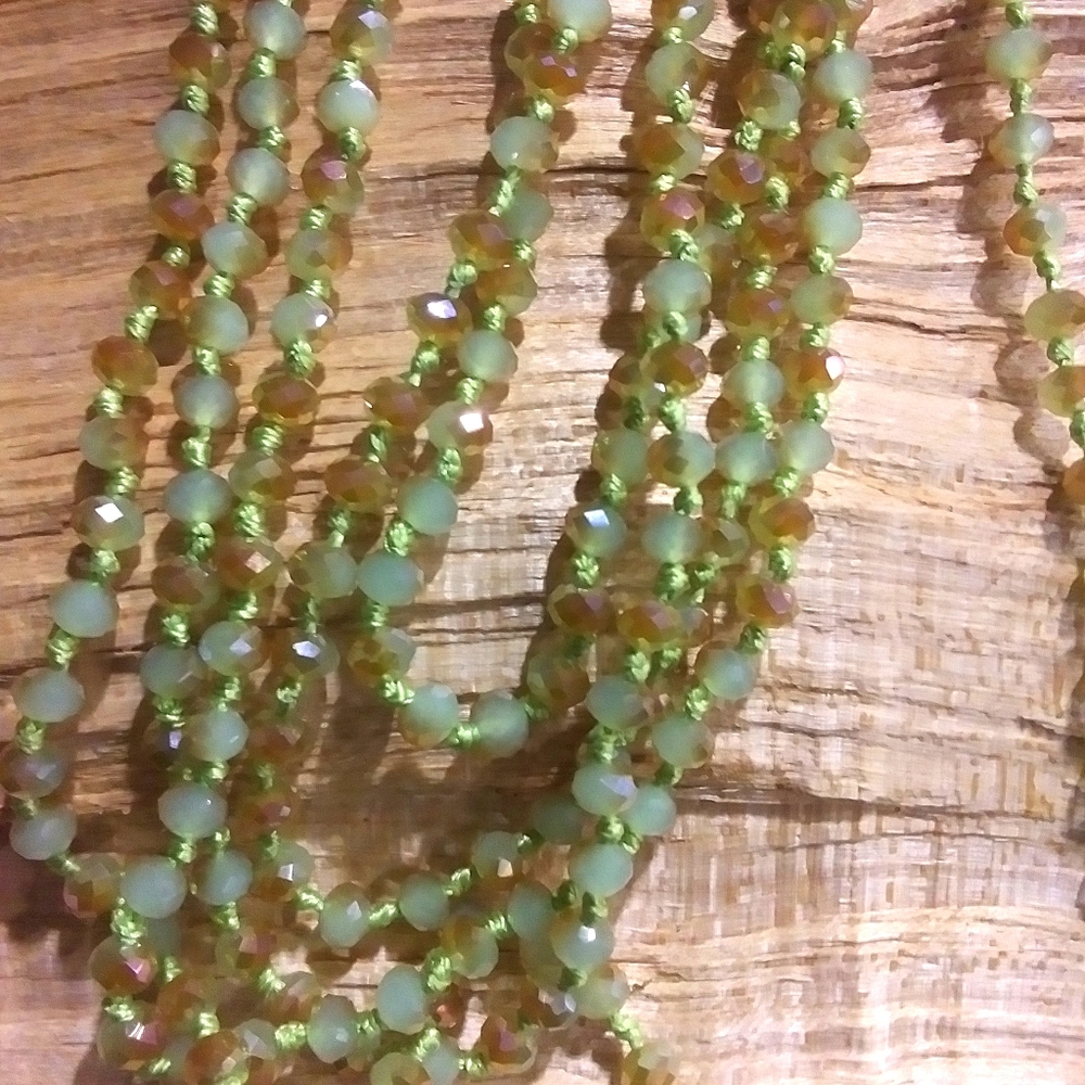 Extra long double wrap bead necklace
